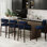 Ensemble de 4 tabourets de bar avec dossier - tabourets de cuisine à hauteur de comptoir de 26 pouces avec pieds en bois, chaises rembourrées modernes pour îlot de cuisine et salle à manger, bleu