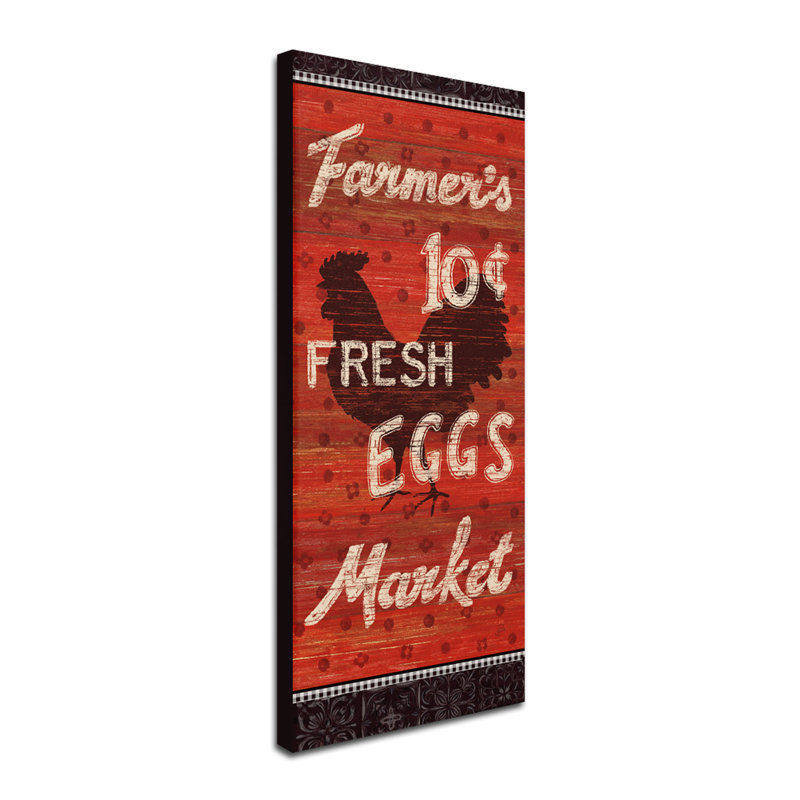 Country Red Rooster Farmer's Market Canvas Art
