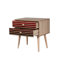 Table de chevet moderne avec 2 tiroirs, finition chêne Sonoma, 23,6 po x 24,0 po x 15,7 po | Panneau de particules 100% enduit de mélamine, revêtement UV, pieds de charme, poignées en métal et en corde | Design scandinave, parfait pour le rangement dans la chambre à coucher et le salon
