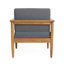Fauteuil club d'extérieur Gavin avec structure en bois d'acacia et coussins résistants à l'eau - Gris foncé
