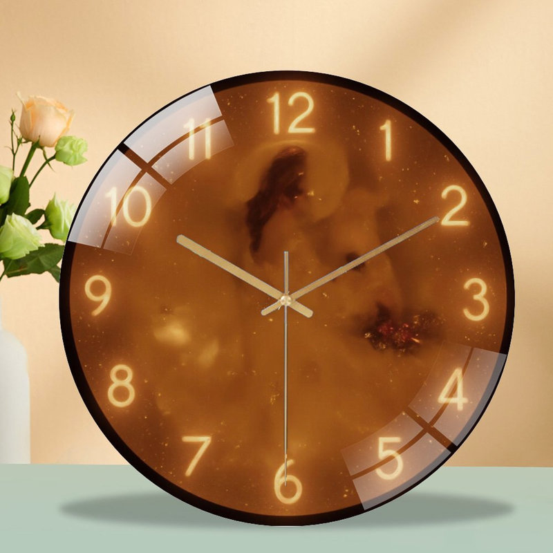 Abstrait-art-horloge-visage-horloge murale moderne en verre 12 po