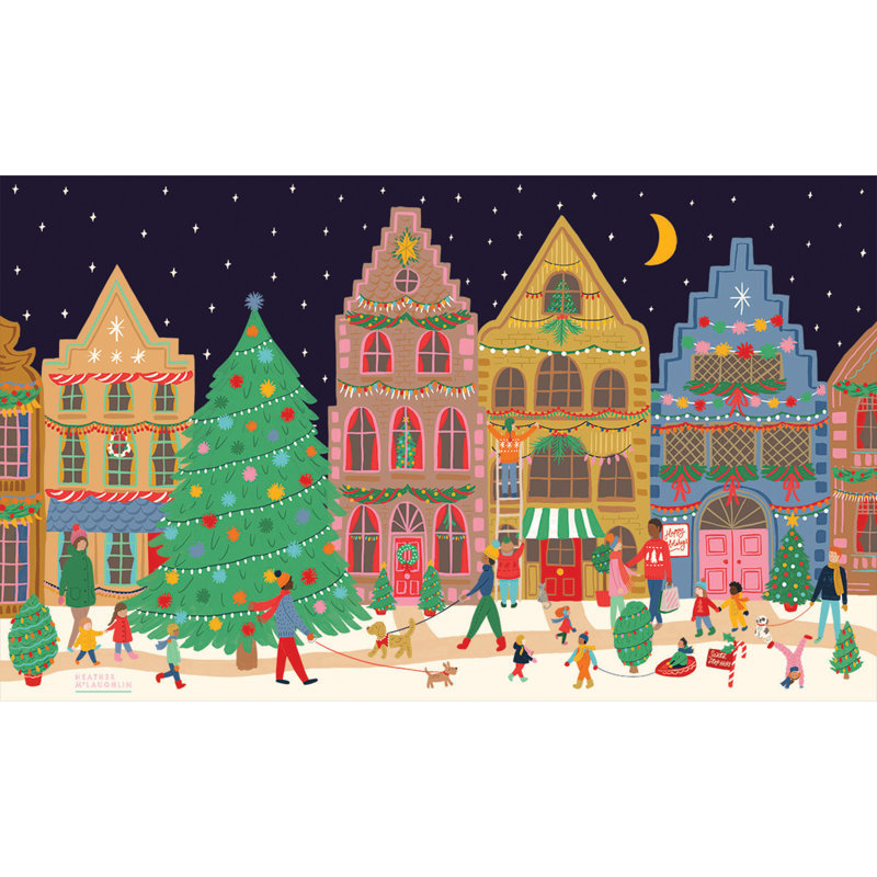 Tapis lavable intérieur / extérieur Christmas Town