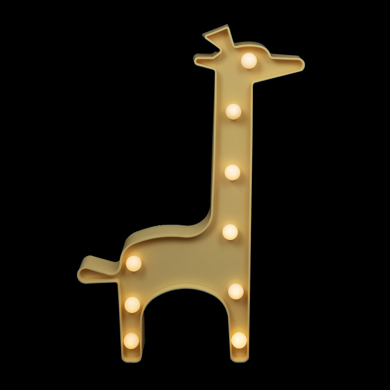 Enseigne lumineuse girafe 11,5 "à DEL, Jaune