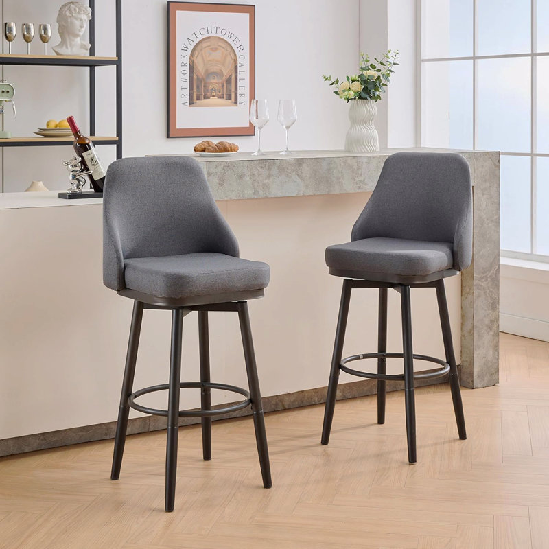 Tabouret de bar pivotant et réglable, 24 po et 30 po (ensemble de 2) en tissu