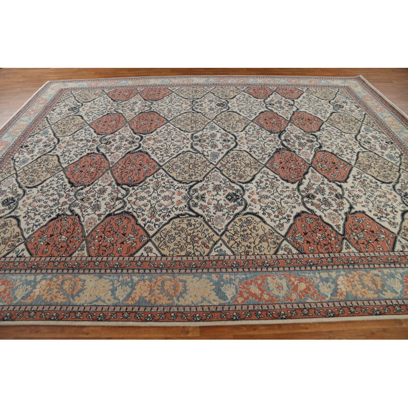 Tapis oriental géométrique Bakhtiari noué à la main 10 x 13