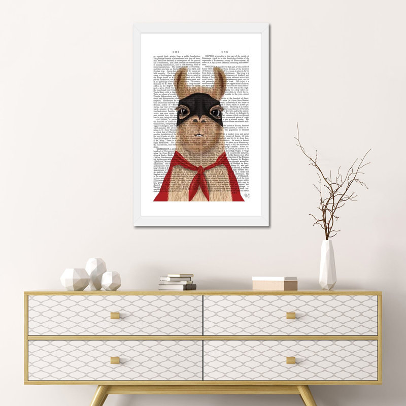 «Super Llama» par Fab Funky - impression d'art graphique, Blanc, H 24 po x l 16 po x P 1 po, Papier encadré blanc