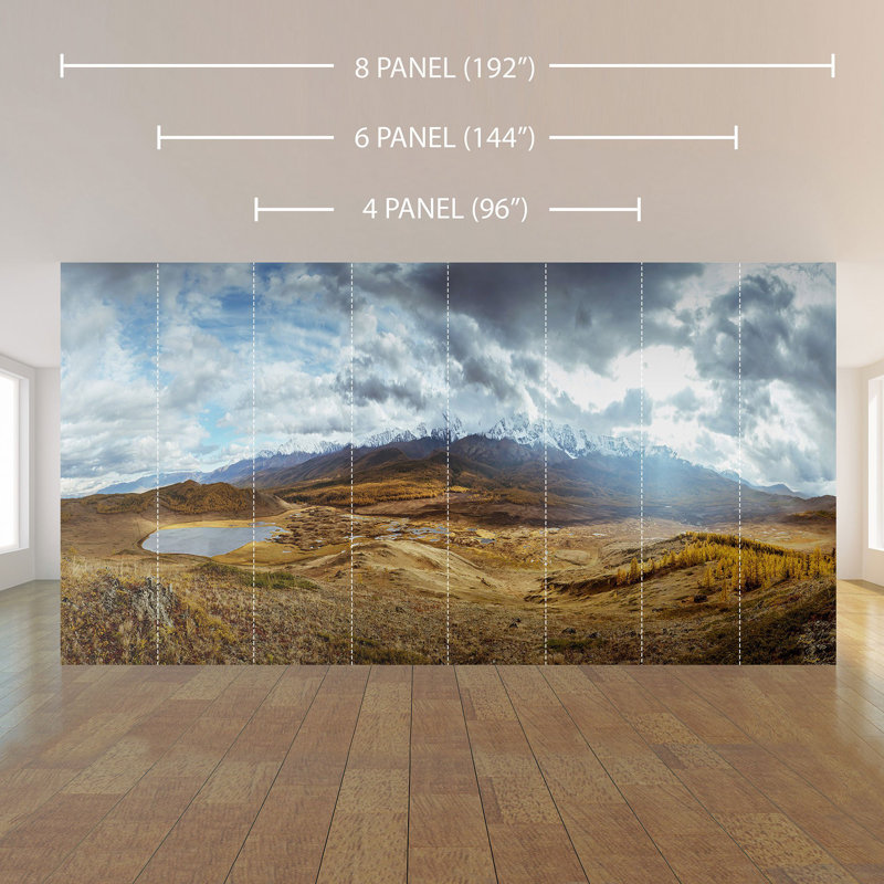 Panneau de papier peint paysage de montagne Belisle, L 100,08 po x l 192 po