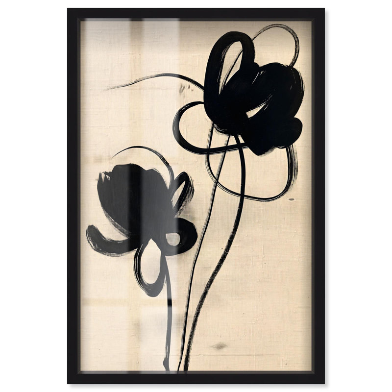 «Florals in the Minimal I Shadowbox Print Line» par Art Remedy, H 31 po x l 21 po, Noir