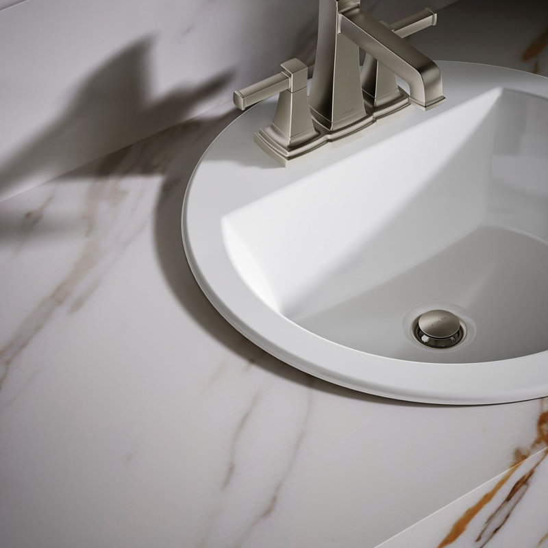 Bryant Ceramic Circular Drop-In Bathroom Sink with Overflow, 4'' Centers, White