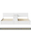 Ensemble de lit plateforme simple avec bureau de rangement réglable, 2 lits simples avec tablettes flexibles, installation à gauche, au centre ou à droite, lits simples pour 2 enfants avec bureau de rangement, blanc-1062844125