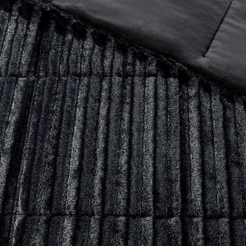 Très grand / très grand édredon en fausse fourrure - noir, luxueux et chaleureux