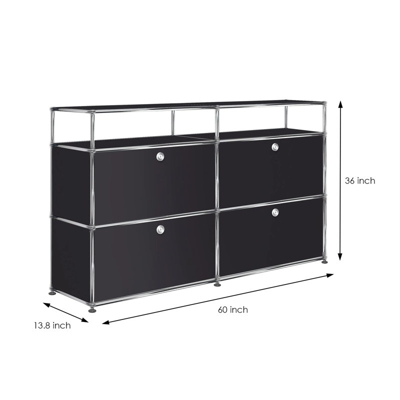  Modern Storage Cabinet, Modular Metal Sideboard, Versatile Steel Office Credenza & Lowboard for Living Room, Kitchen, Home Office