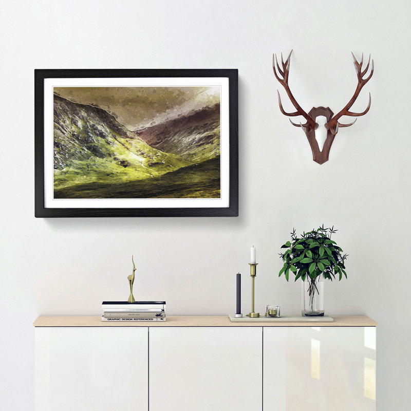 Mountains of Glencoe in Scotland in Abstract - Framed Print, 48cm H x 65cm W x 2cm D, Black Framed