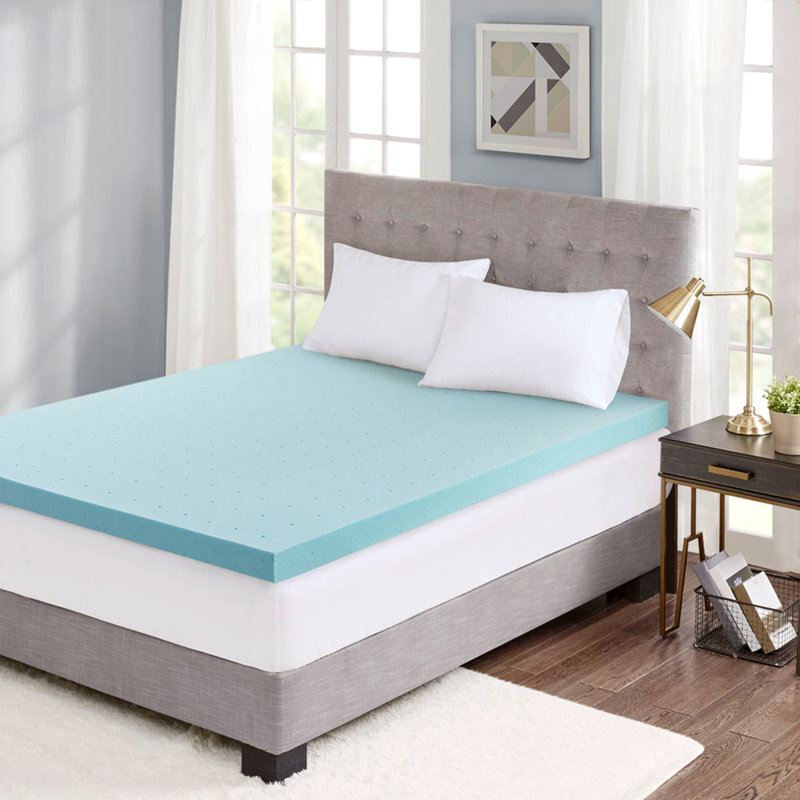 Surmatelas hypoallergénique en mousse viscoélastique gélifiée 3 po avec housse de refroidissement amovible, Lit simple
