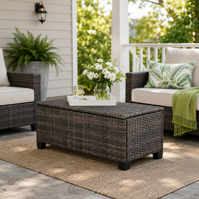  Hogan Wicker Storage Coffee Table with Hydraulic Lift Lid