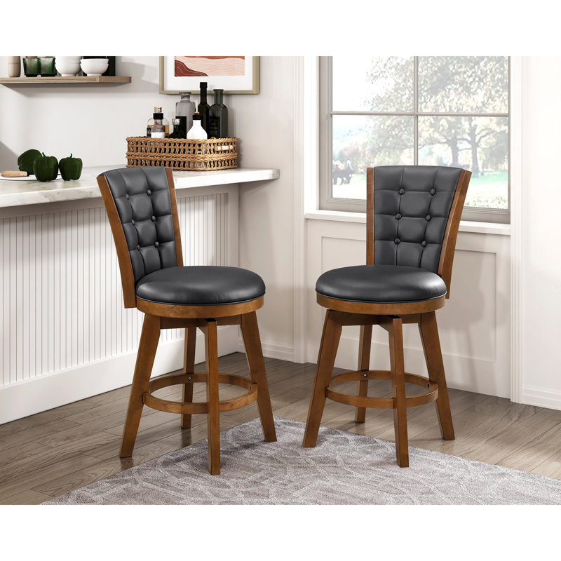 Ensemble de 2 chaises pivotantes à hauteur de comptoir, capitonnées et capitonnées
