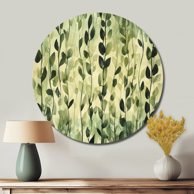 Botanical Leave Garden - Leaves Round Metal Wall Art