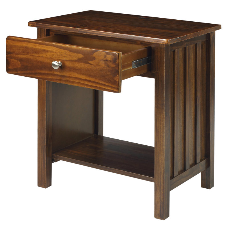 Gisan 24'' W Solid Wood Nightstand, Warm Brown