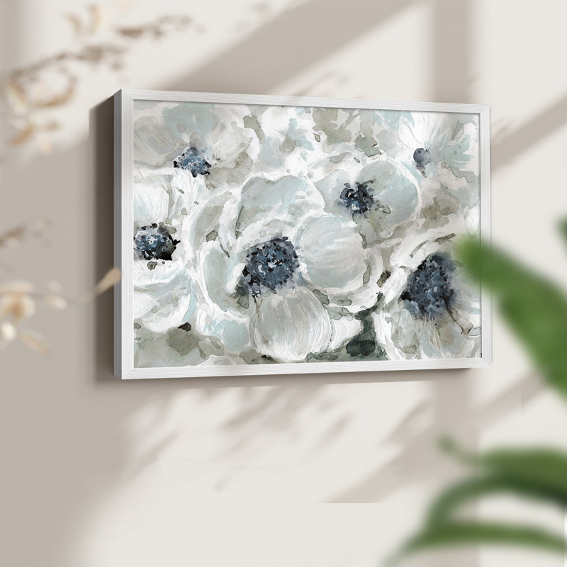 Blues in Bloom -Framed Print - Restickable, 8" H x 10" W, White