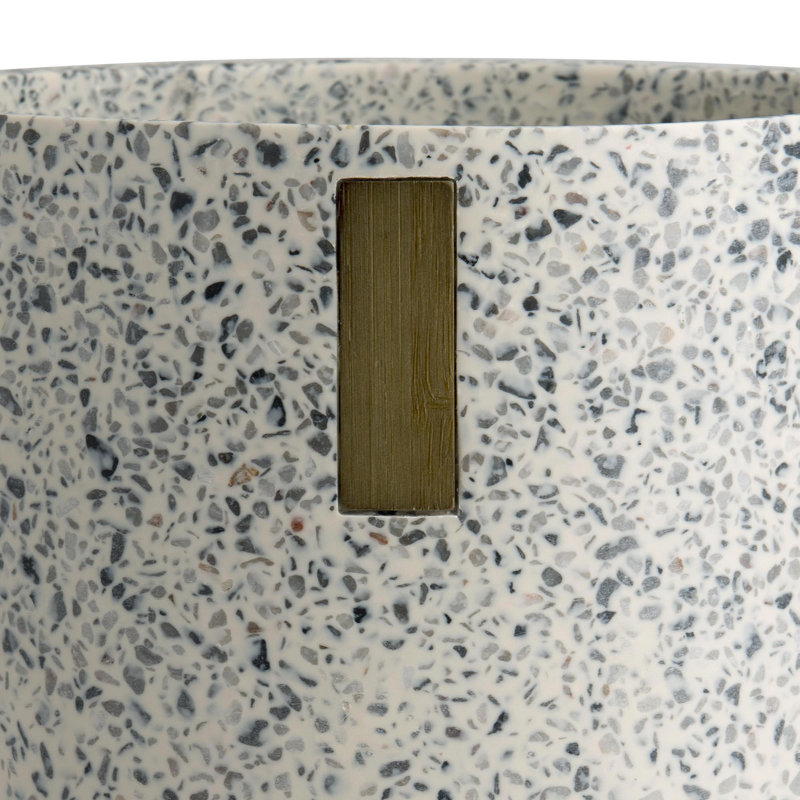 Lerrazzo Gray and Natural Resin Cylindrical Wastebasket