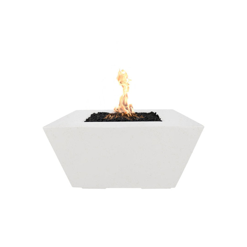 Redan Square Concrete Smokeless Fire Pit Table, Limestone, Propane