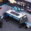 Bureau d'ordinateur 31 po avec structure en métal, surface imperméable et sac de rangement - idéal pour le bureau-1676133826-1676133825