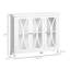 Buffet de salle à manger, buffet avec base stable, buffet blanc, tablette de rangement réglable blanche, portes en verre à motif géométrique