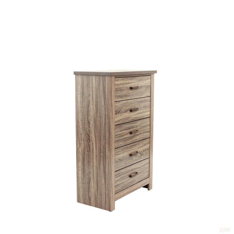 Finition naturelle en bois frappant de la commode 1 pièce avec tiroirs en chêne gris rustique / finition brune