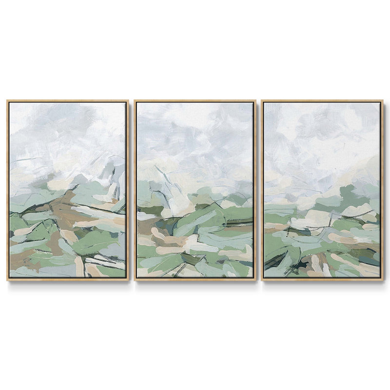 Snowcap Valley I, ensemble de 3 toiles encadrées sur toile, H 36 po x l 72 po, Naturel