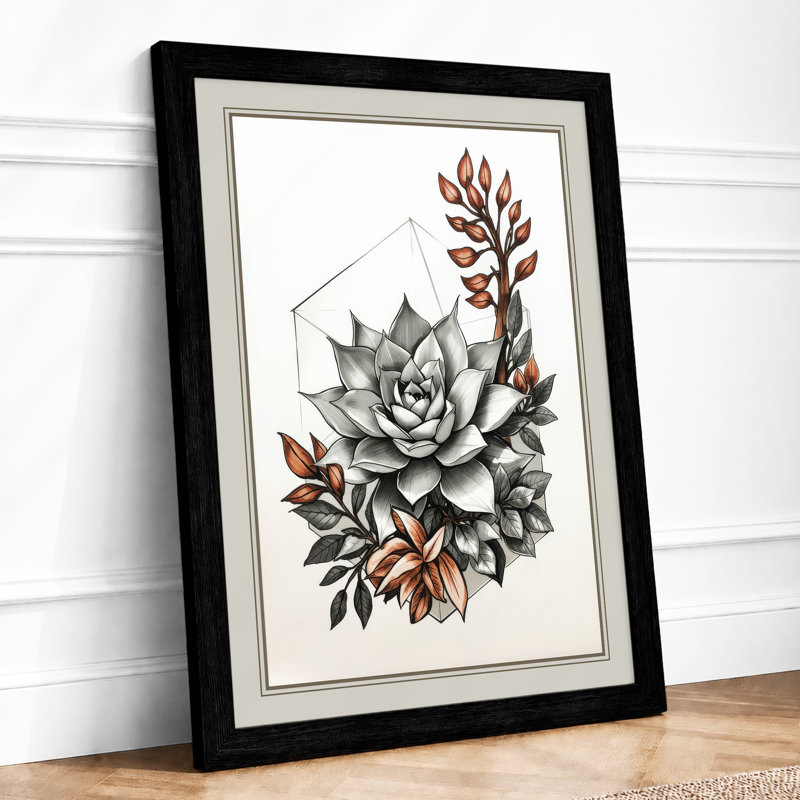 Succulent Study Botanical - Print, A1 - 84.1 x 59.4 cm, Black