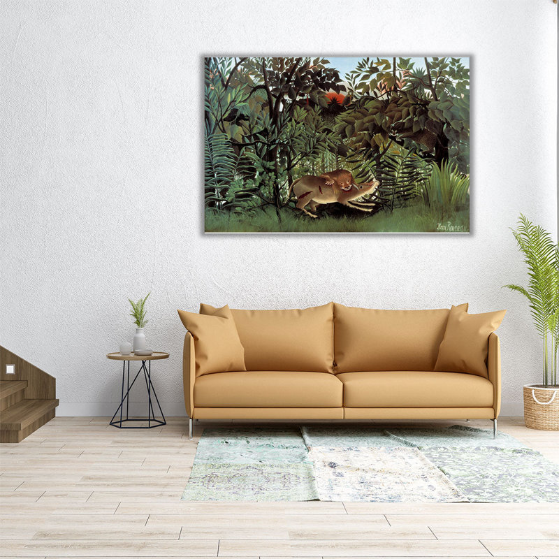 Le lion affamé se jette sur une antilope, 1905, reproduction d'art sur toile, H 24 po x l 36 po