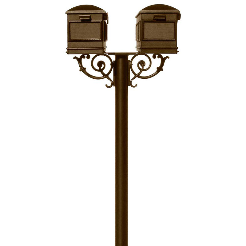 Hanford Aluminum Post Mounted Mailbox, Bronze