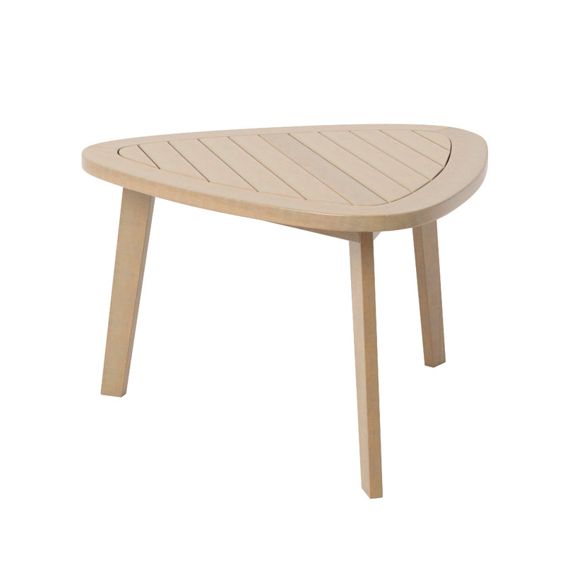 Table de bout extérieure pour l'extérieur, plateau triangulaire à lattes de 28 pouces, brun naturel