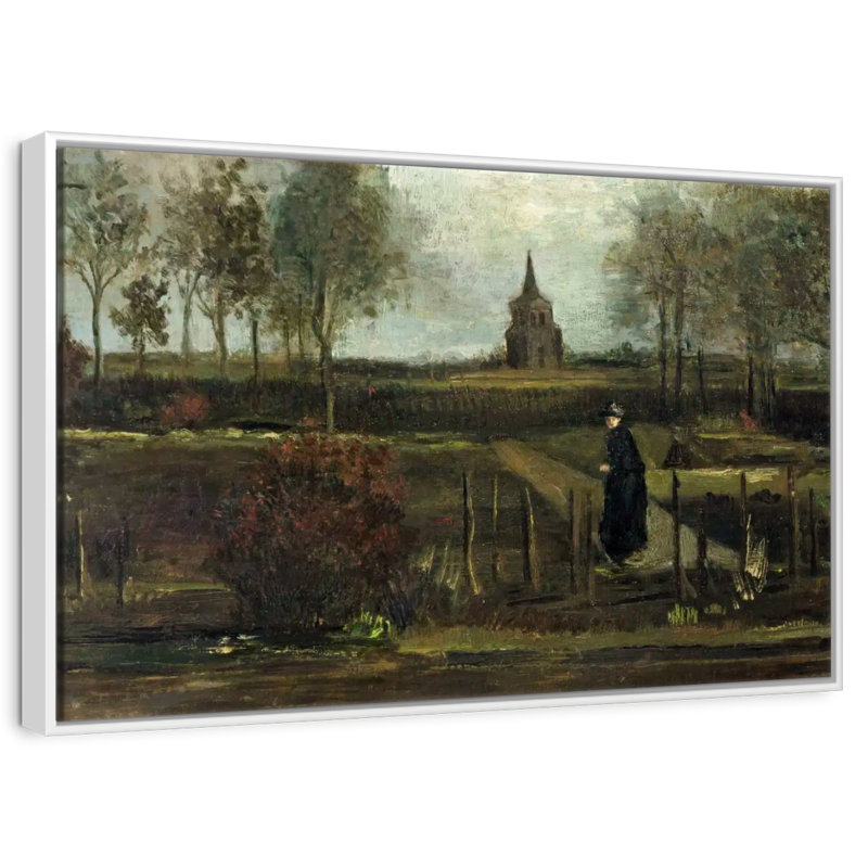 Le jardin Parsonage à Nuenen, 40 po x 27 po, Cadre flottant blanc