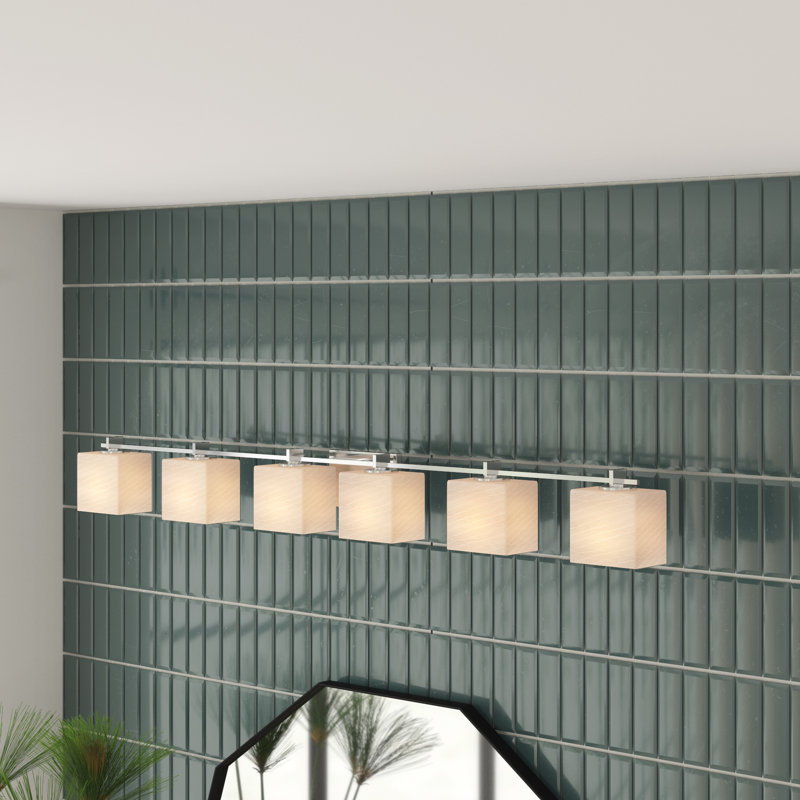 Éclairage pour salle de bain 6 lumières Casson, Chrome poli, Opale, Incandescent