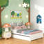 Lit double standard en bois massif pour enfant avec tête de lit bibliothèque et lit gigogne simple-1534417167