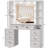 Makeup Table With Mirror, Lights, Glass Top, 7 Drawers, Stool And - Enabled Power Strip For Women Table, Charging, Hair Dryer Holder, Brightness Control