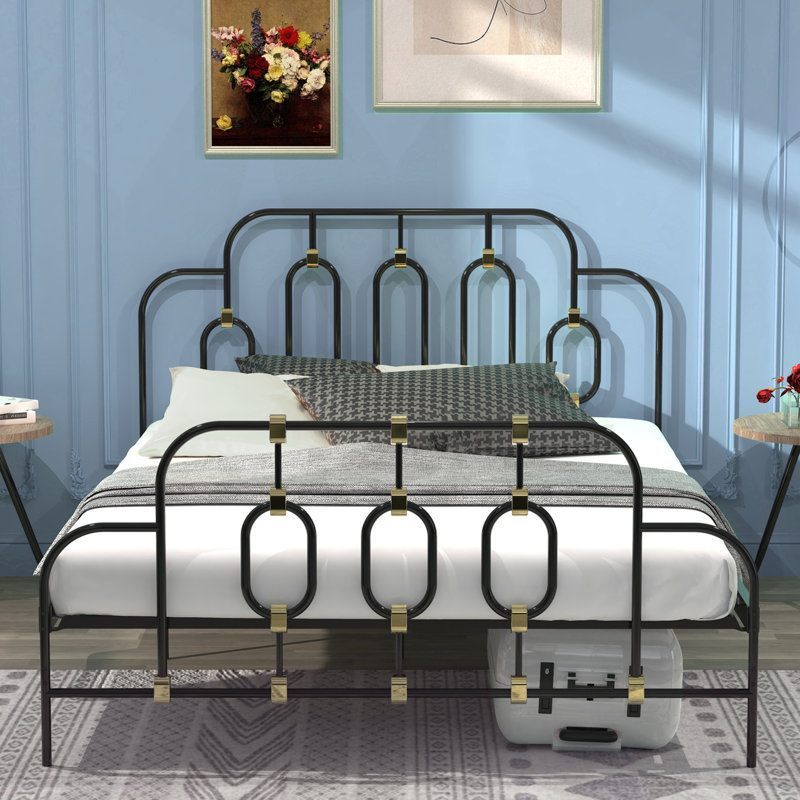 Structure de lit double / double 39,7 po, Noir
