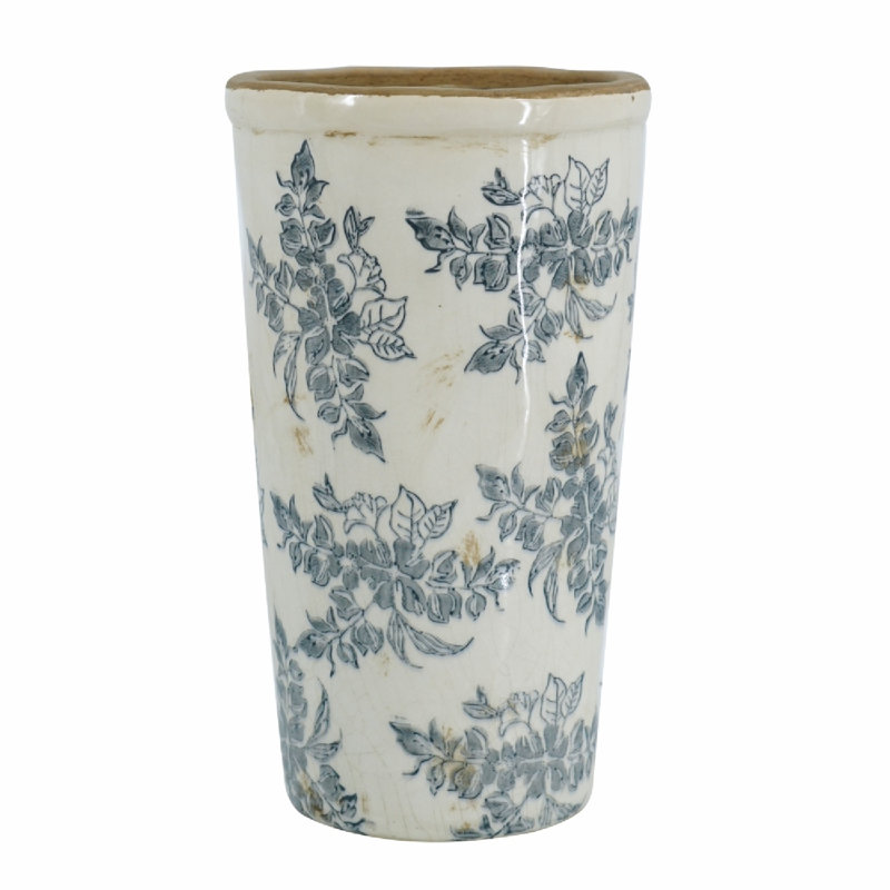Ceramic Flower Vase, 12" H x 6.9" W x 6.9" D