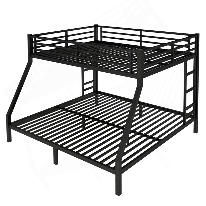 Metal Bunk Bed For Teens And Adults,Space-Saving/Noise Reduced/No Box Spring Needed, Black, King