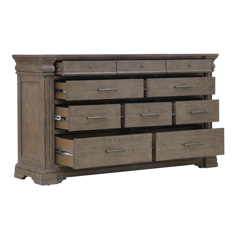 Jahanna 10 Drawer 69.84" W Dresser, Brown