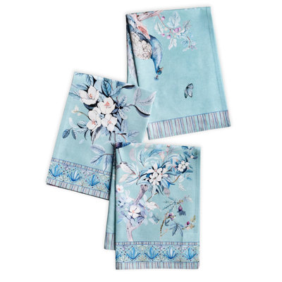 Maison d'Hermine Peacock Utopia - Pastel Turquoise 100% Cotton Kitchen Towel Set 3 - 20" x 27.5"