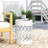 Outdoor Metal Table - Large, Modern Style With Iron Cut Frame, White White, Fashionable Structure-1907377126