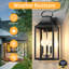 Très grande applique murale d'extérieur 20 po, luminaires d'extérieur noirs avec lanterne de véranda à fixation murale imperméable à 3 lumières, applique murale d'extérieur moderne avec verre transparent E12, paquet de 1