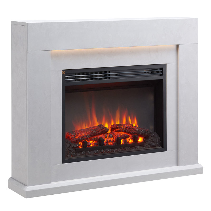 MADURA FLAMME Electric Fireplace with, 80cm H x 98cm W x 22cm D, Cement Grey