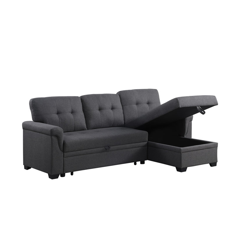 Canapé-lit modulaire réversible en lin 84 po Lucca, Lin gris foncé