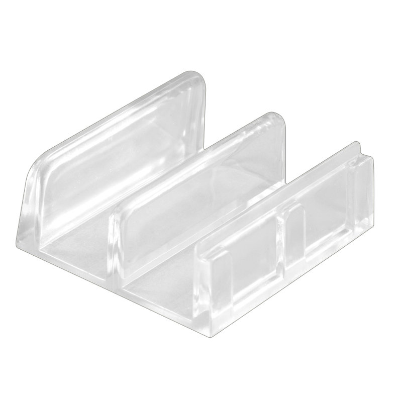 Guide inférieur de porte de douche coulissante Prime-Line, canaux 1/2 po, fabrication en plastique, transparent, envers adhésif