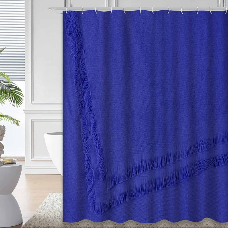 Rideau de douche bleu avec 12 crochets, L 72 po x l 84 po