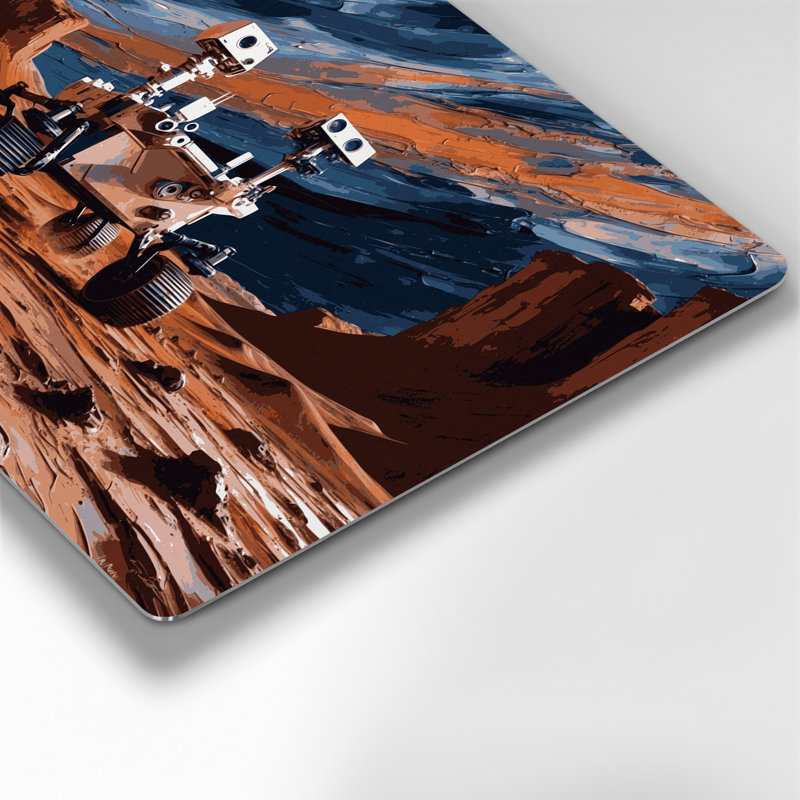 Art mural en métal mauve, Space Mars rover, H 11 po x l 14 po