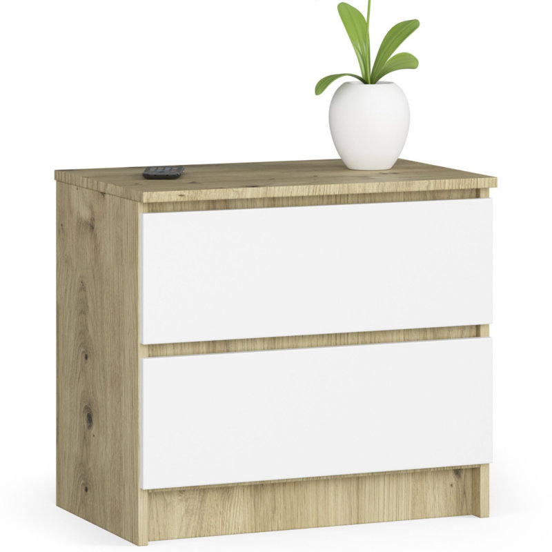 Eldrid 60cm W 2 - Drawer Chest of Drawers, Artisan Oak/White